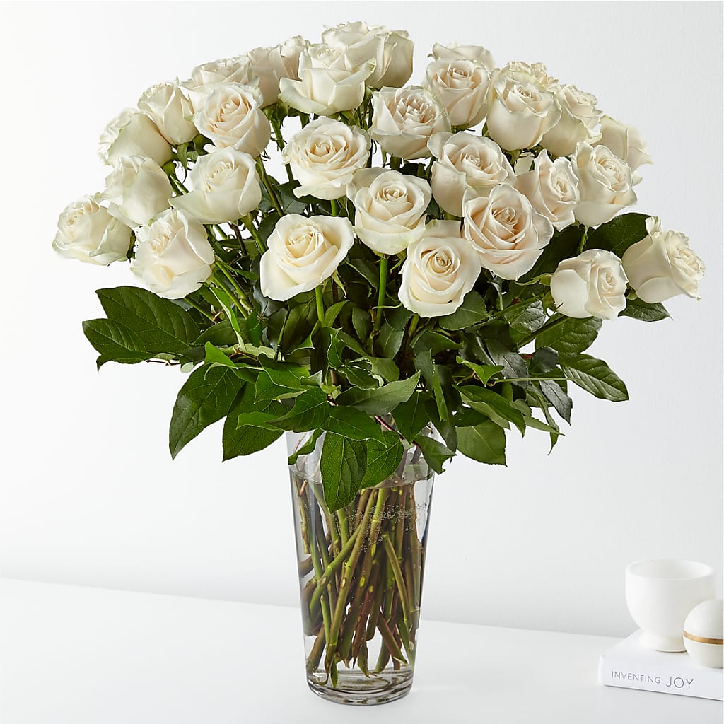 Long Stem White Rose Bouquet – Abell Flower Shop, Abernathy TX
