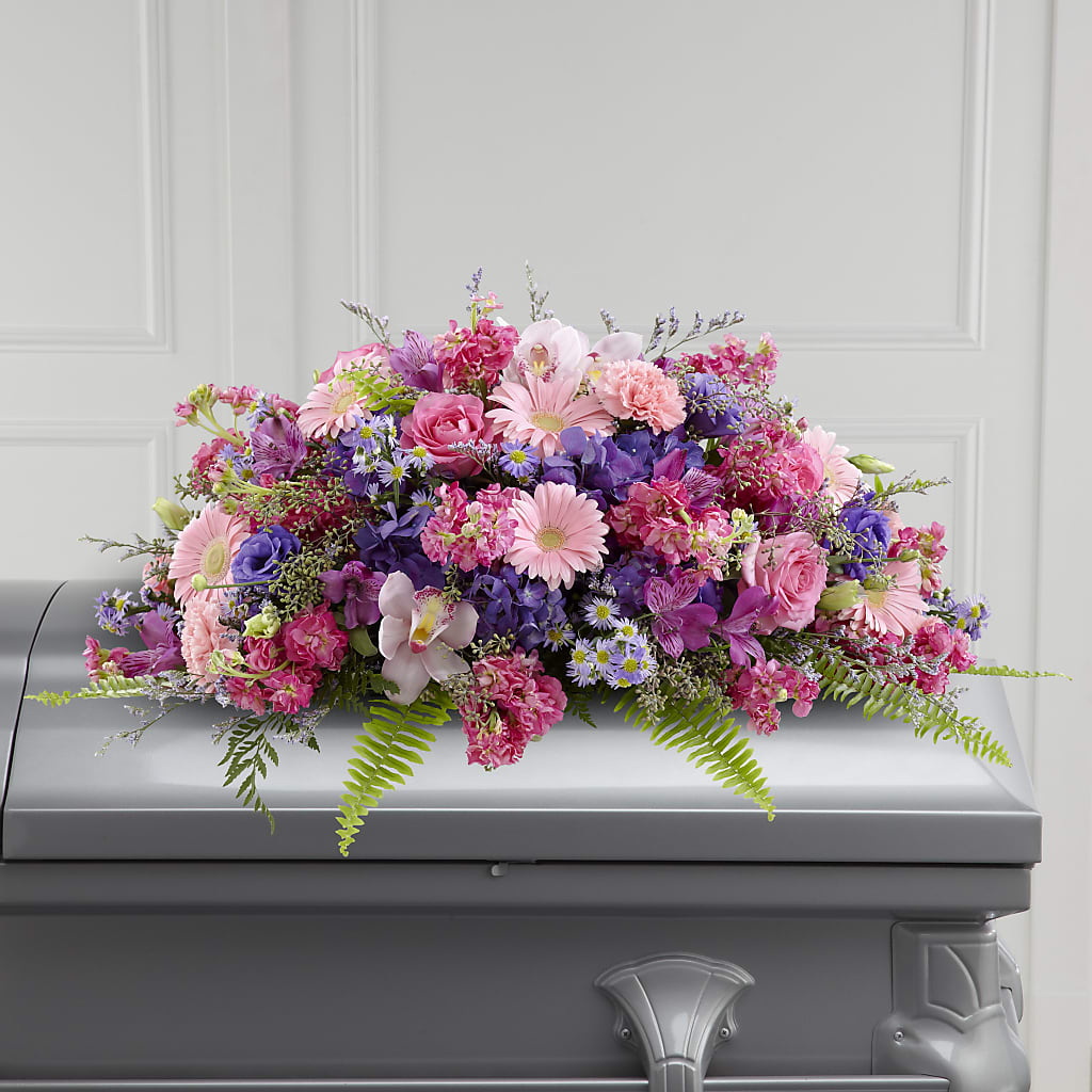 Glorious Garden Casket Spray – Abell Flower Shop, Abernathy TX