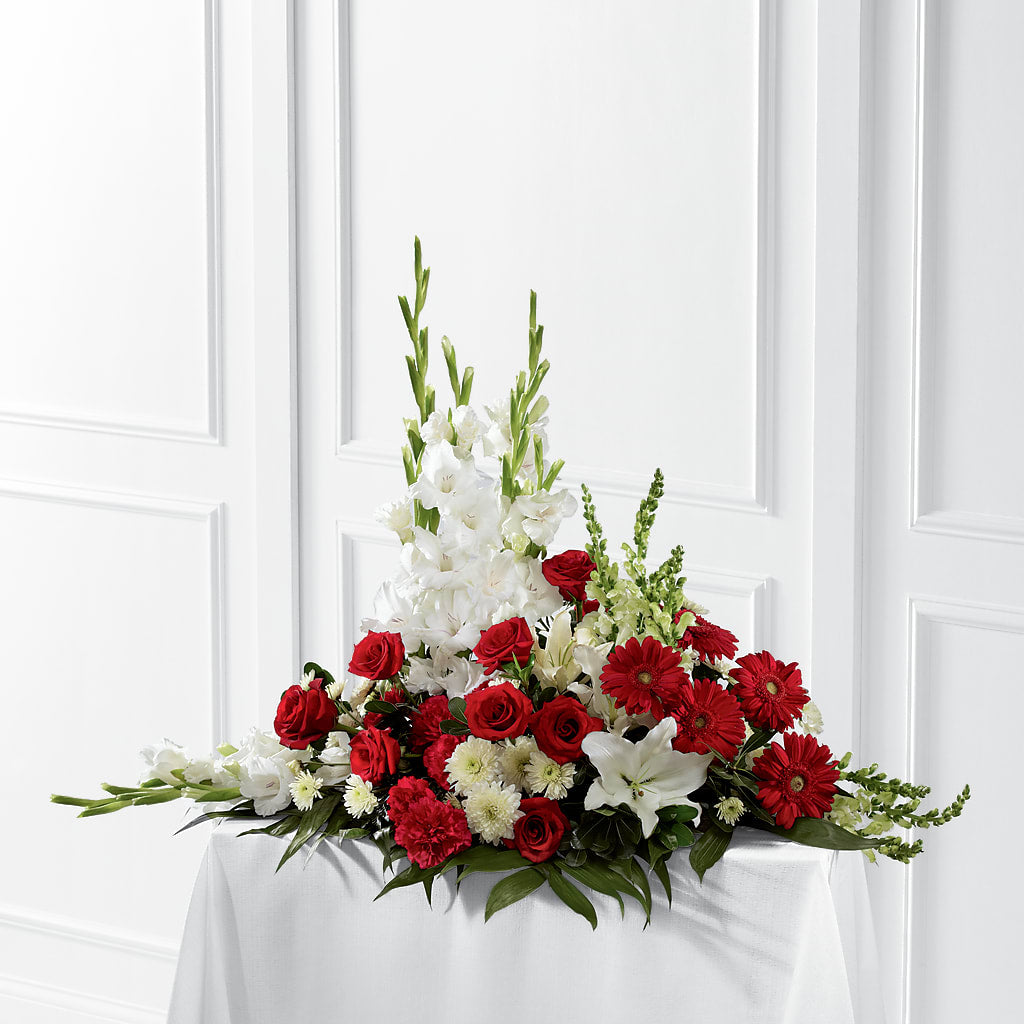 Crimson & White Arrangement – Abell Flower Shop, Abernathy TX