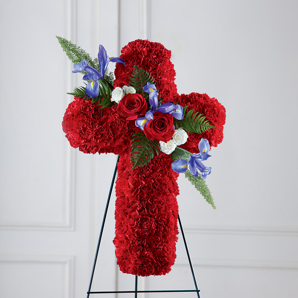 Faithful Hero Floral Cross – Abell Flower Shop, Abernathy TX