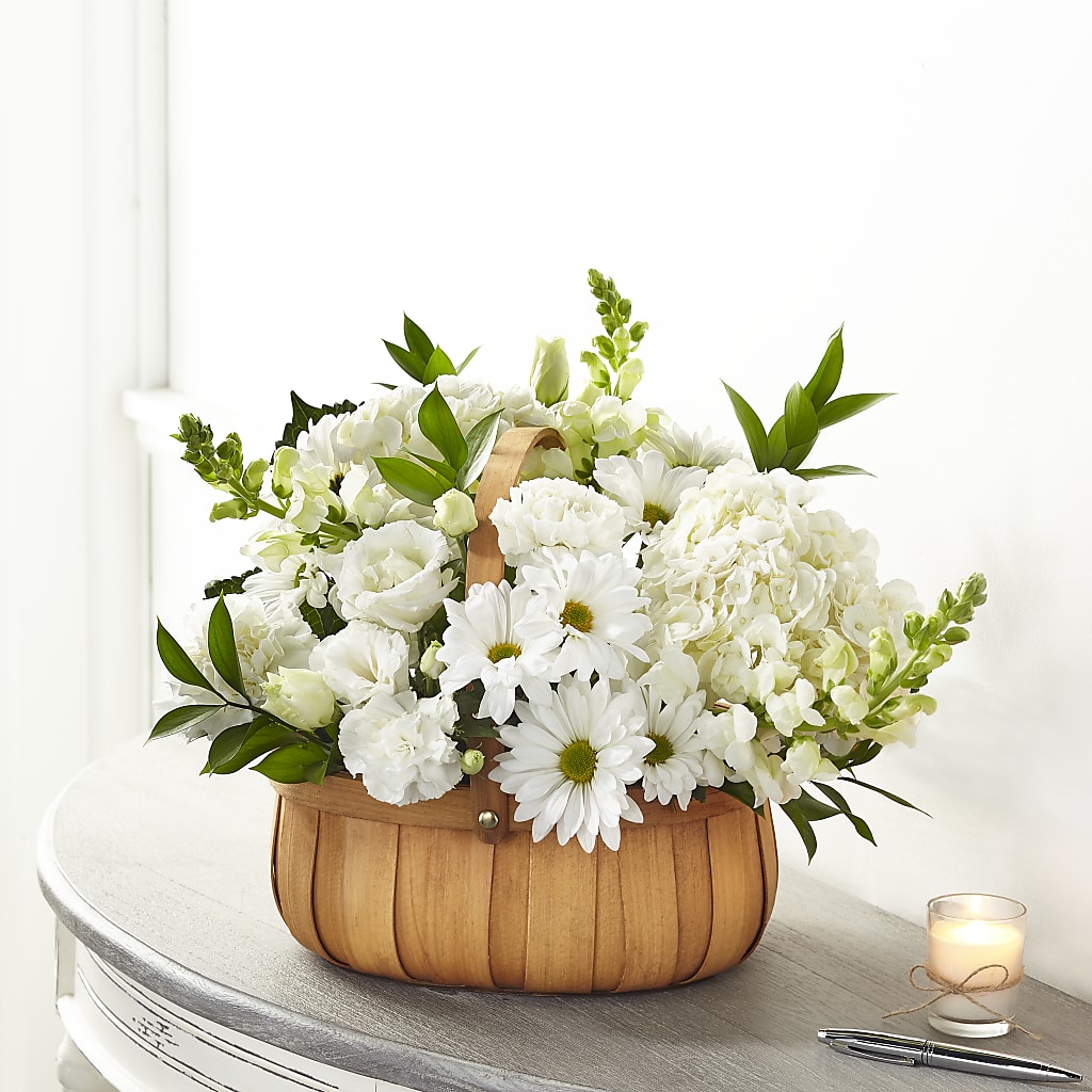 Pure Ivory Basket – Abell Flower Shop, Abernathy TX