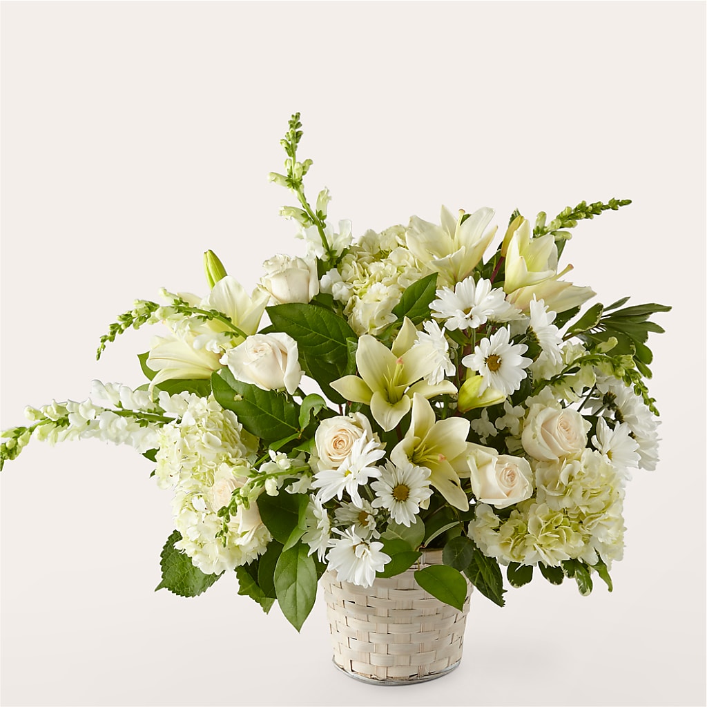 Ivory Elegance Floral Basket – Abell Flower Shop, Abernathy TX