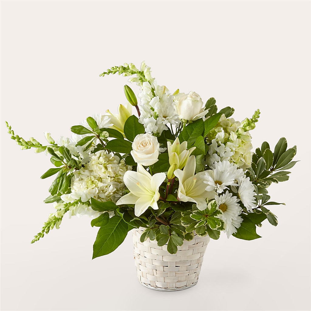 Ivory Elegance Floral Basket – Abell Flower Shop, Abernathy TX