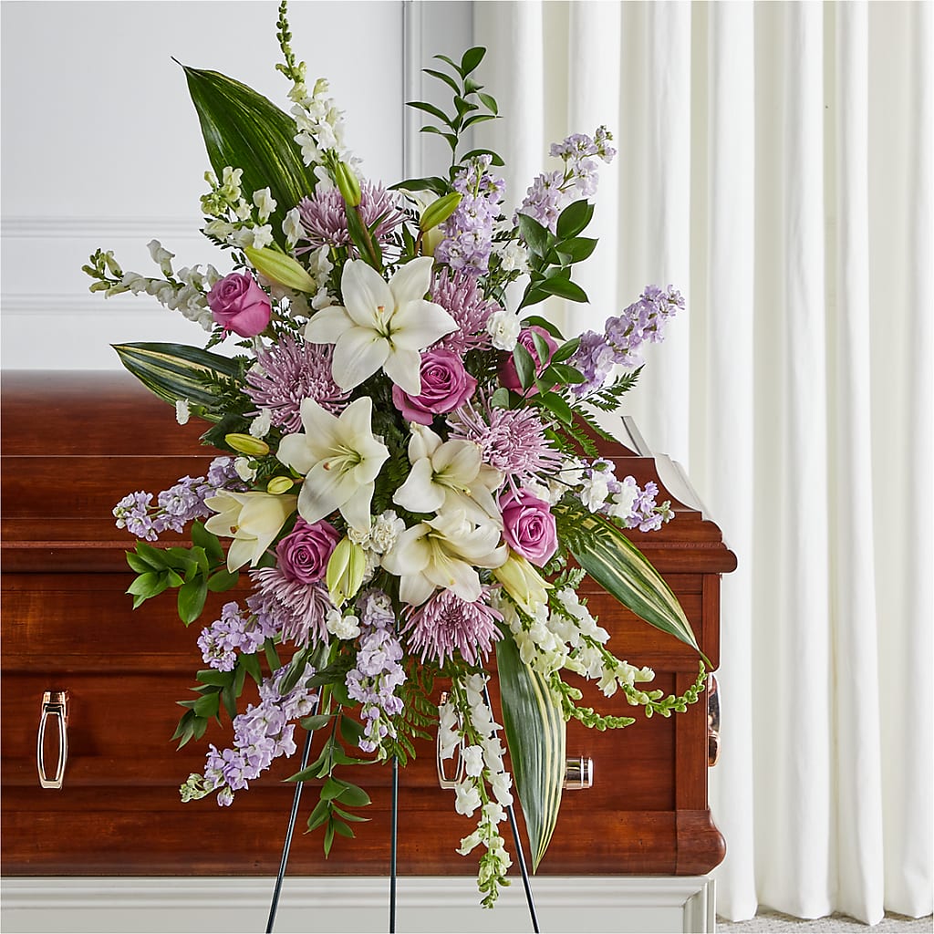 Grateful Hearts Standing Spray – Abell Flower Shop, Abernathy TX