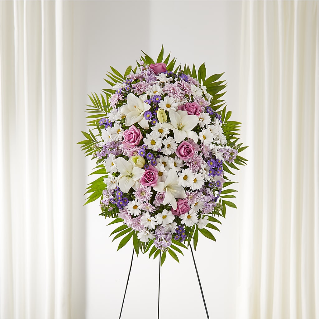 Surrounded by Love Standing Spray – Abell Flower Shop, Abernathy TX