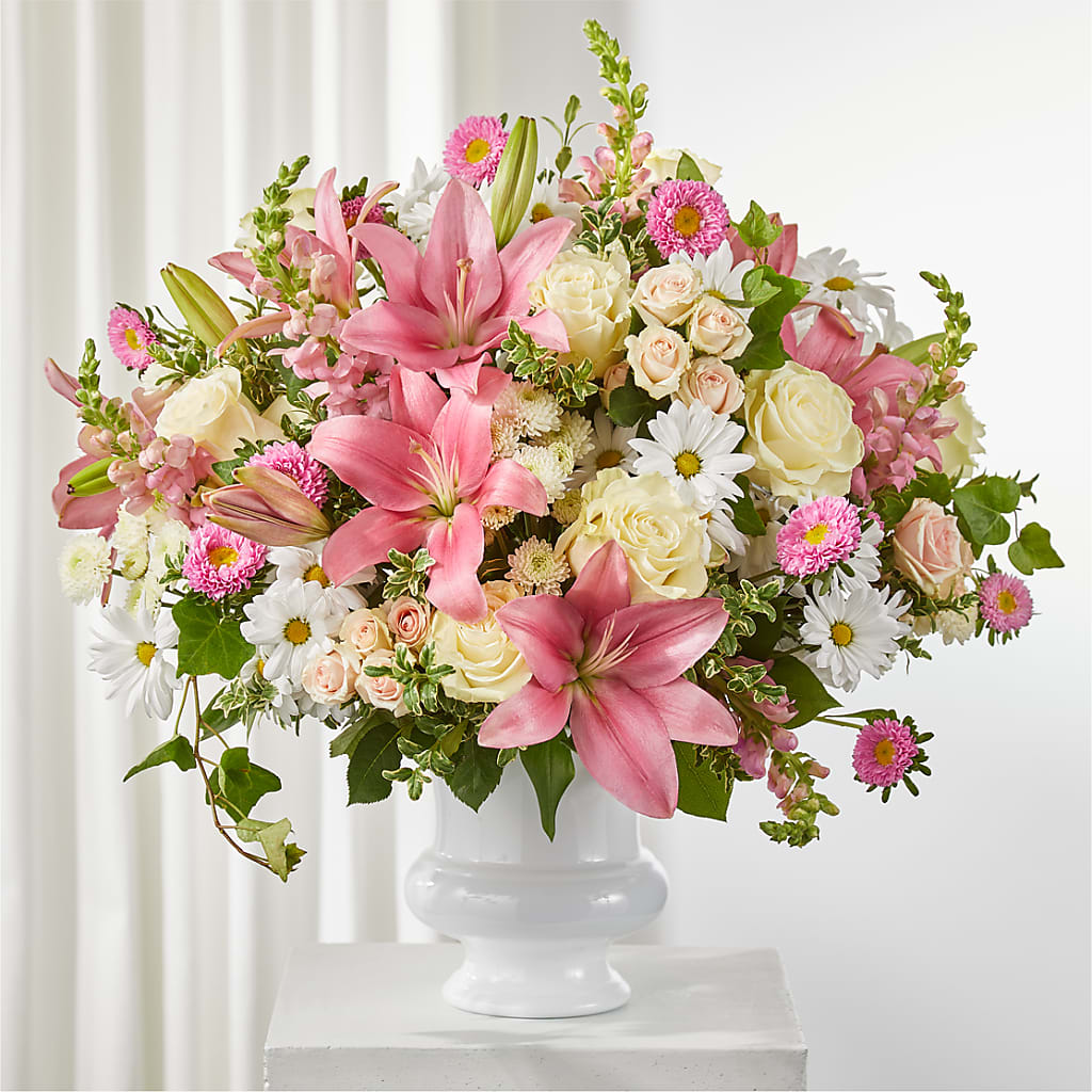Empathetic Blooms Urn Arrangement – Abell Flower Shop, Abernathy TX