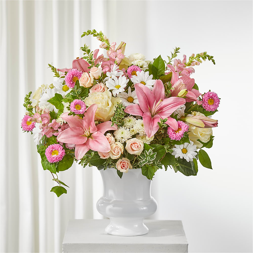 Empathetic Blooms Urn Arrangement – Abell Flower Shop, Abernathy TX