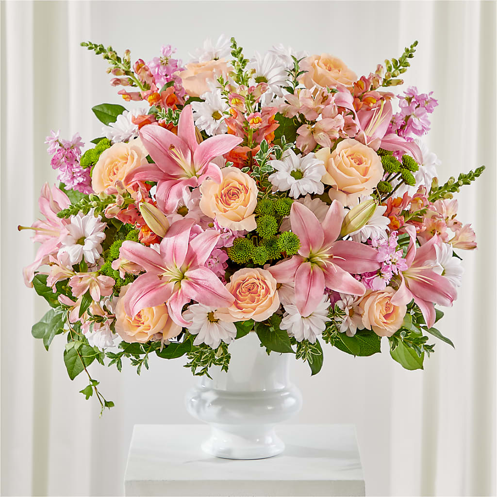 Heartfelt Gesture Urn Arrangement – Abell Flower Shop, Abernathy TX