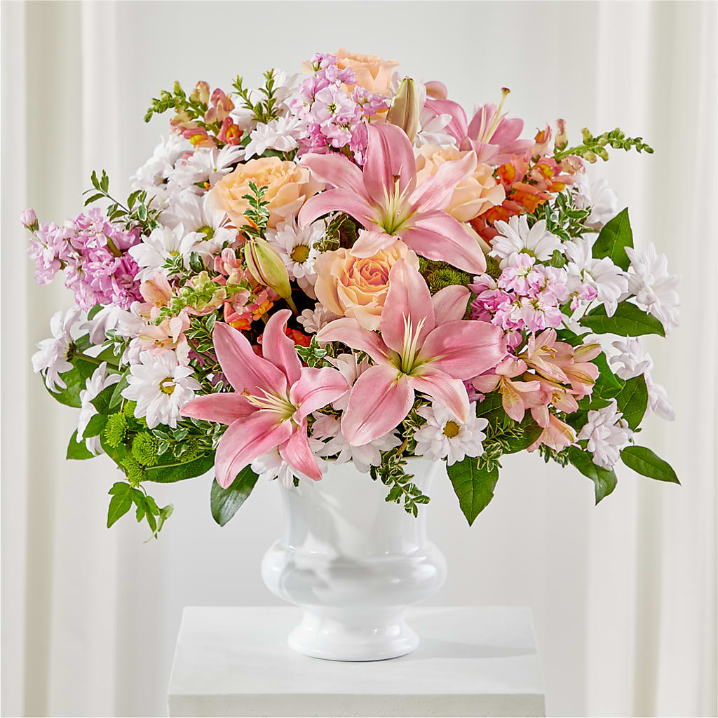 Heartfelt Gesture Urn Arrangement – Abell Flower Shop, Abernathy TX