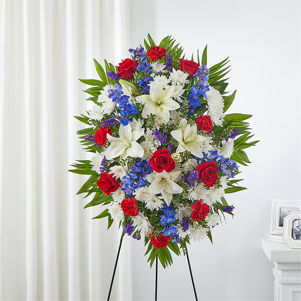 Cherished Service Standing Spray – Abell Flower Shop, Abernathy TX