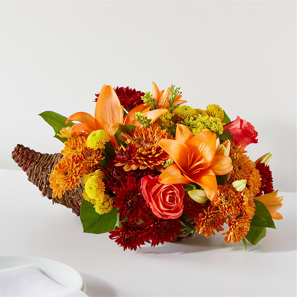 Bouquet of Blessings Cornucopia – Abell Flower Shop, Abernathy TX