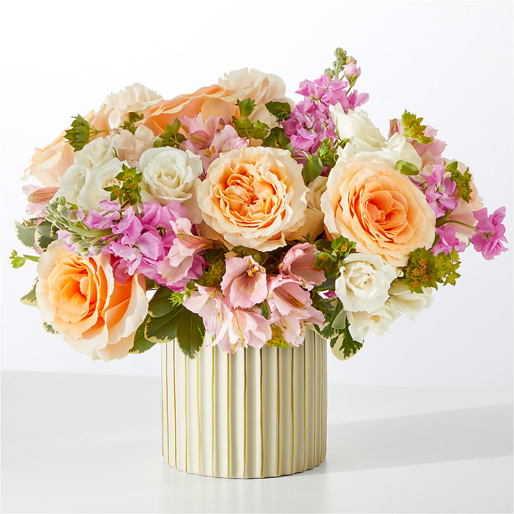 Paradise Bouquet with Ivory Vase – Abell Flower Shop, Abernathy TX