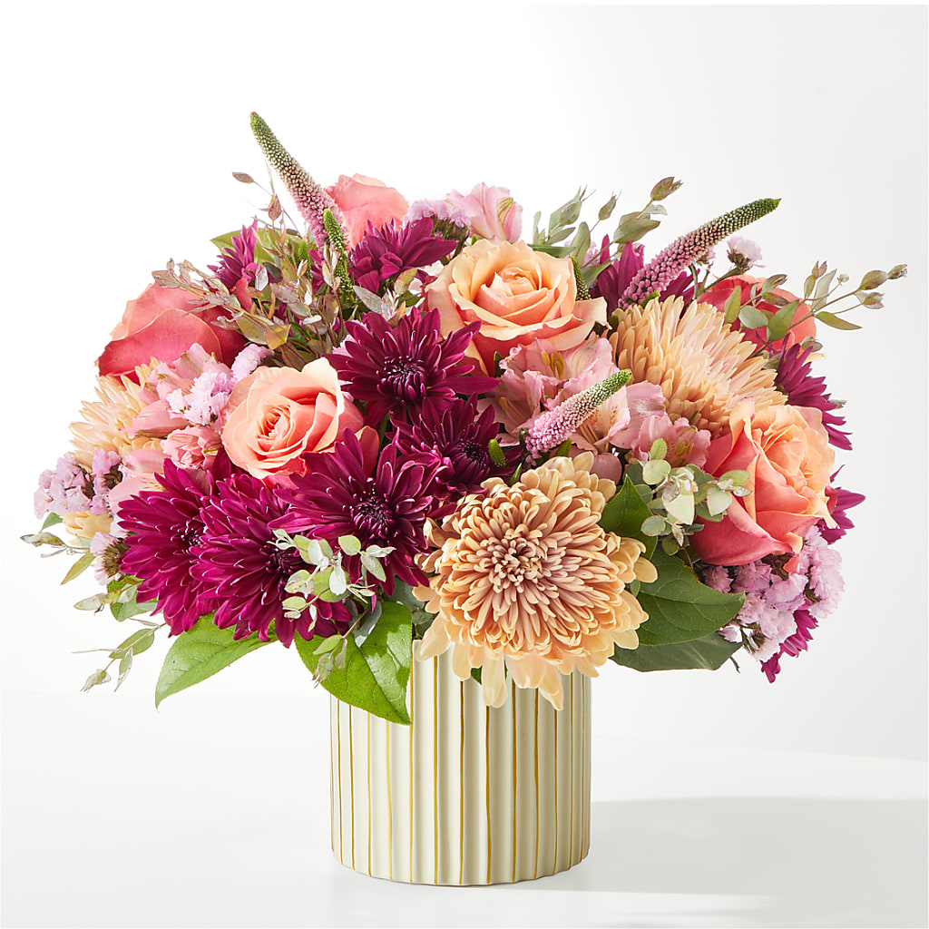 Berry Cobbler Bouquet with Ivory Vase – Abell Flower Shop, Abernathy TX
