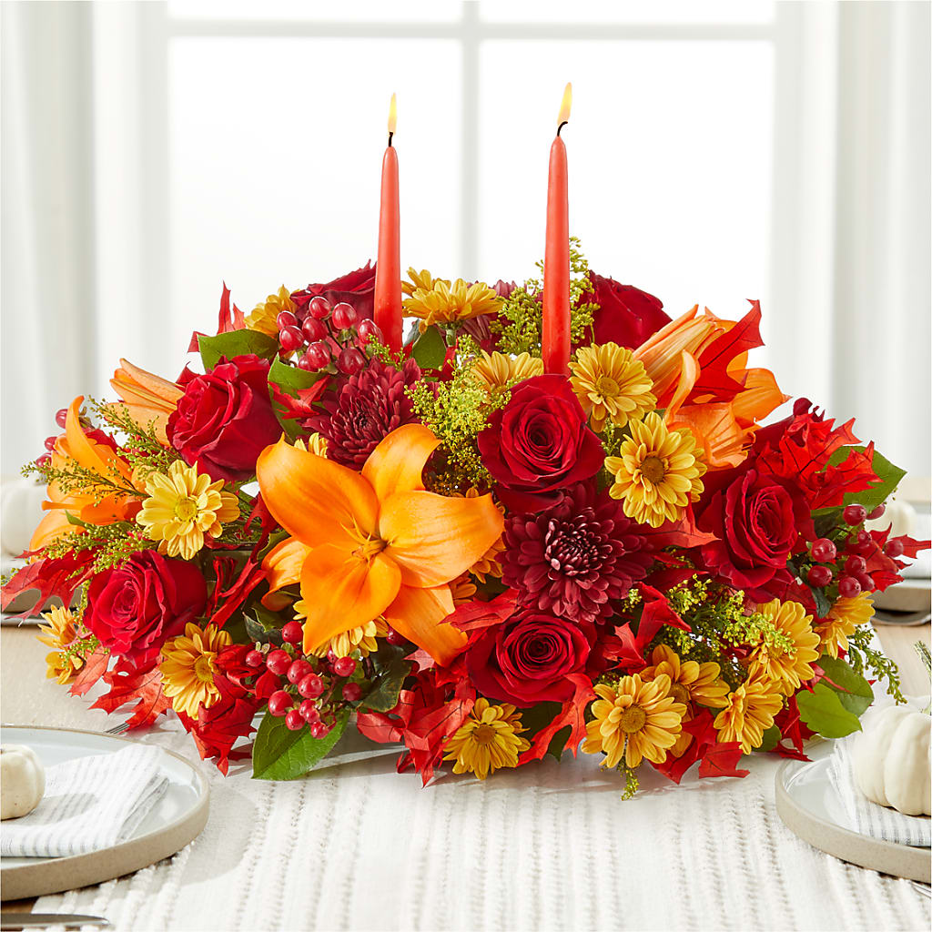 Autumn's Embrace Centerpiece – Abell Flower Shop, Abernathy TX