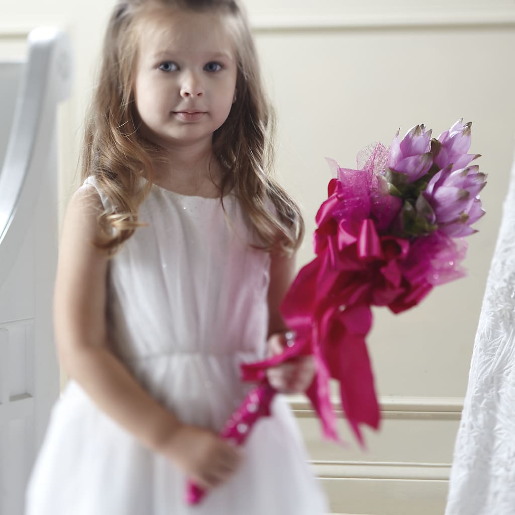 Sparkle Pink Flower Girl Bouquet – Abell Flower Shop, Abernathy TX