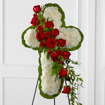 Floral Cross Easel –  Abell Flower Shop, Abernathy TX