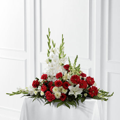 Crimson & White Arrangement –  Abell Flower Shop, Abernathy TX
