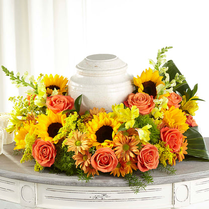 Faithful Sunflower Cremation Adornment –  Abell Flower Shop, Abernathy TX