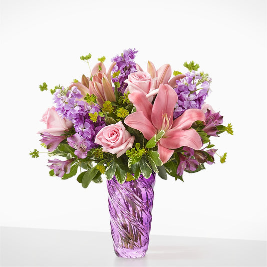 Precious Petals Bouquet with Luxe Swirl Vase –  Abell Flower Shop, Abernathy TX