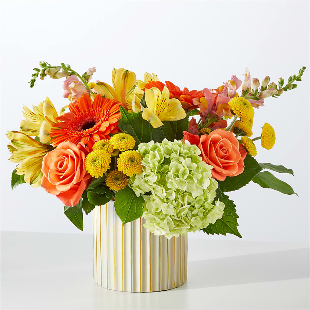 Autumn Sunshine Bouquet with Ivory Vase –  Abell Flower Shop, Abernathy TX