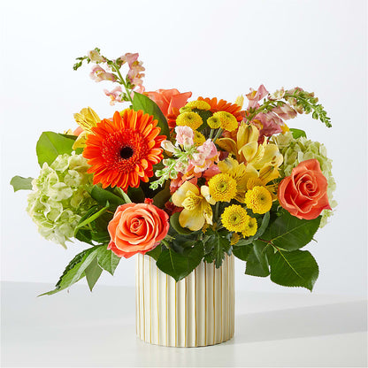Autumn Sunshine Bouquet with Ivory Vase –  Abell Flower Shop, Abernathy TX