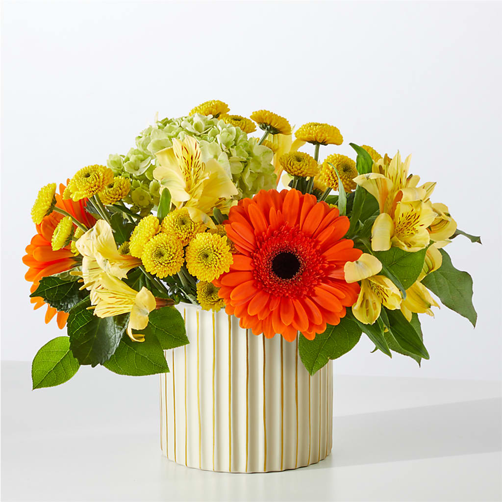 Autumn Sunshine Bouquet with Ivory Vase –  Abell Flower Shop, Abernathy TX