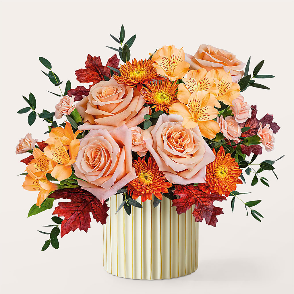 Spiced Latte Bouquet with Ivory Vase –  Abell Flower Shop, Abernathy TX
