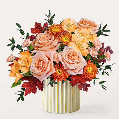 Spiced Latte Bouquet with Ivory Vase –  Abell Flower Shop, Abernathy TX