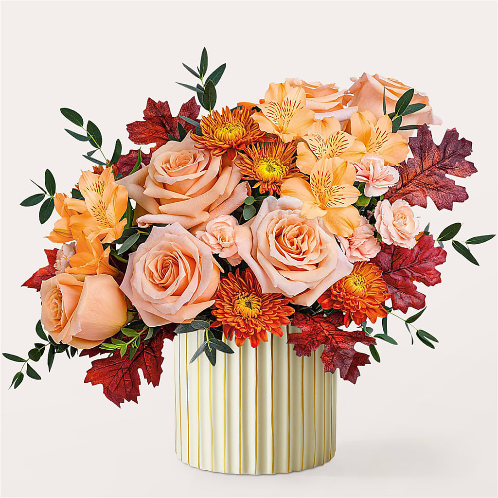 Spiced Latte Bouquet with Ivory Vase –  Abell Flower Shop, Abernathy TX