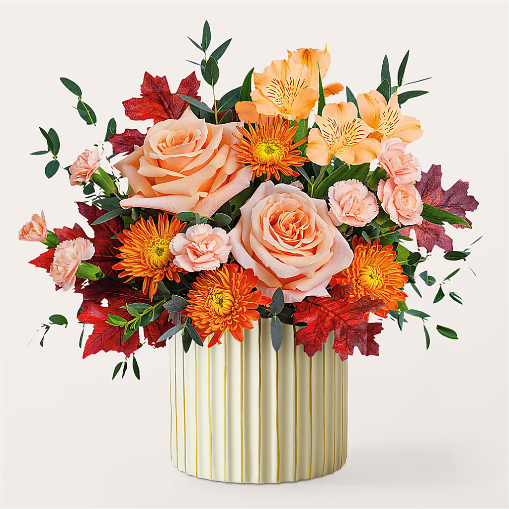 Spiced Latte Bouquet with Ivory Vase –  Abell Flower Shop, Abernathy TX