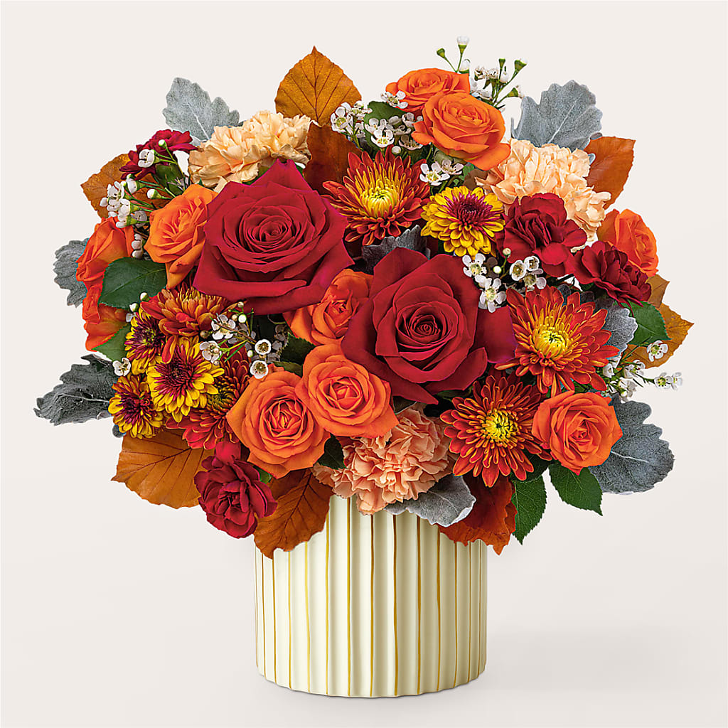 Merlot Bouquet with Ivory Vase –  Abell Flower Shop, Abernathy TX