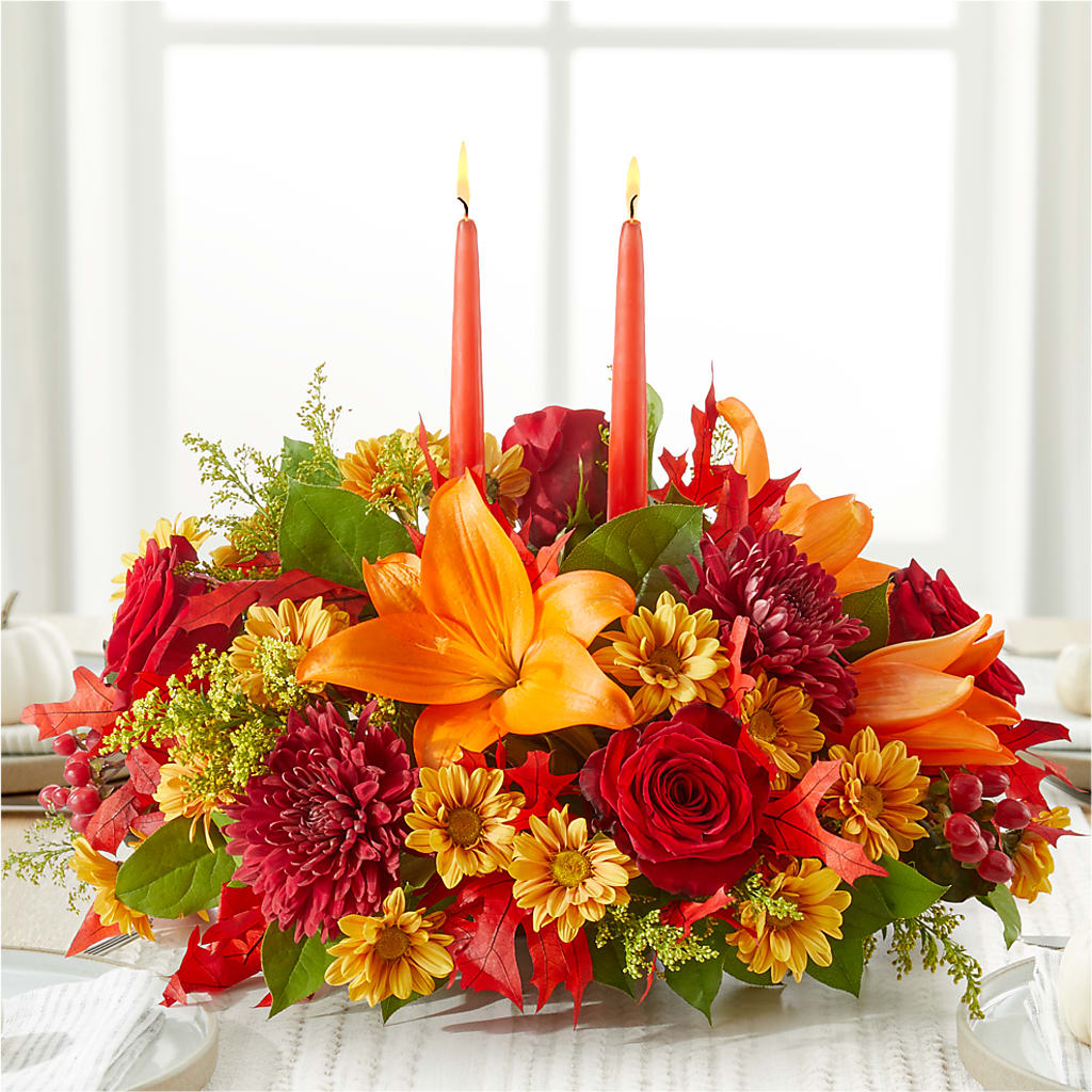 Autumn's Embrace Centerpiece –  Abell Flower Shop, Abernathy TX