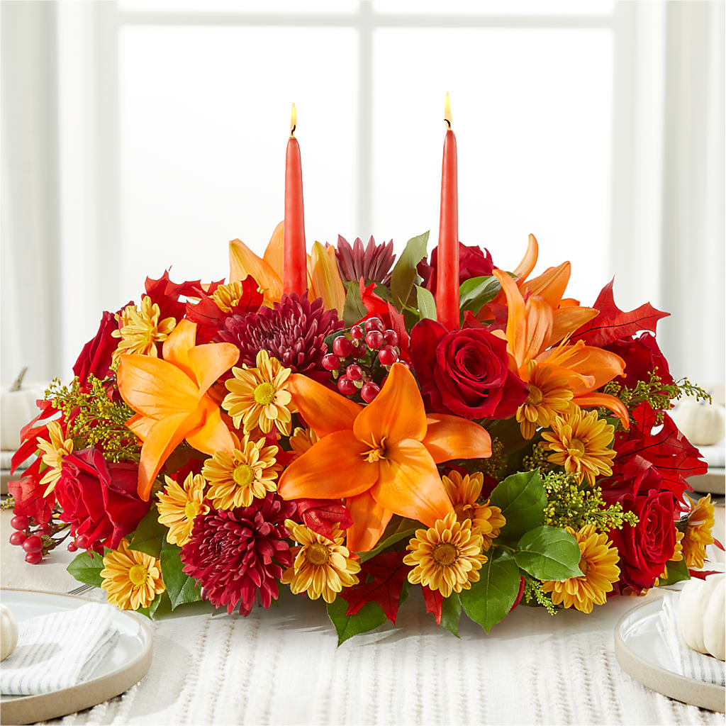 Autumn's Embrace Centerpiece –  Abell Flower Shop, Abernathy TX