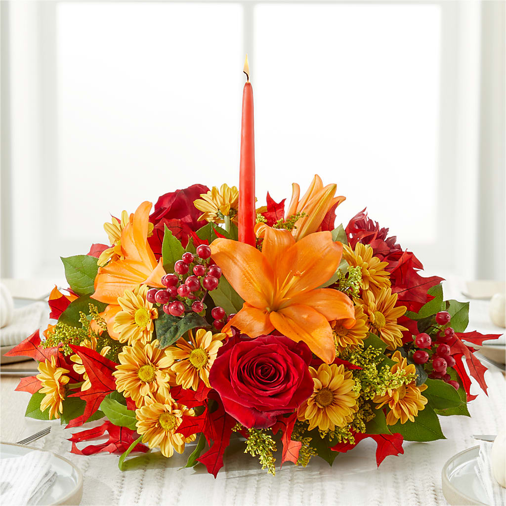 Autumn's Embrace Centerpiece –  Abell Flower Shop, Abernathy TX