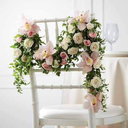 Orchid Rose Chair Décor –  Abell Flower Shop, Abernathy TX